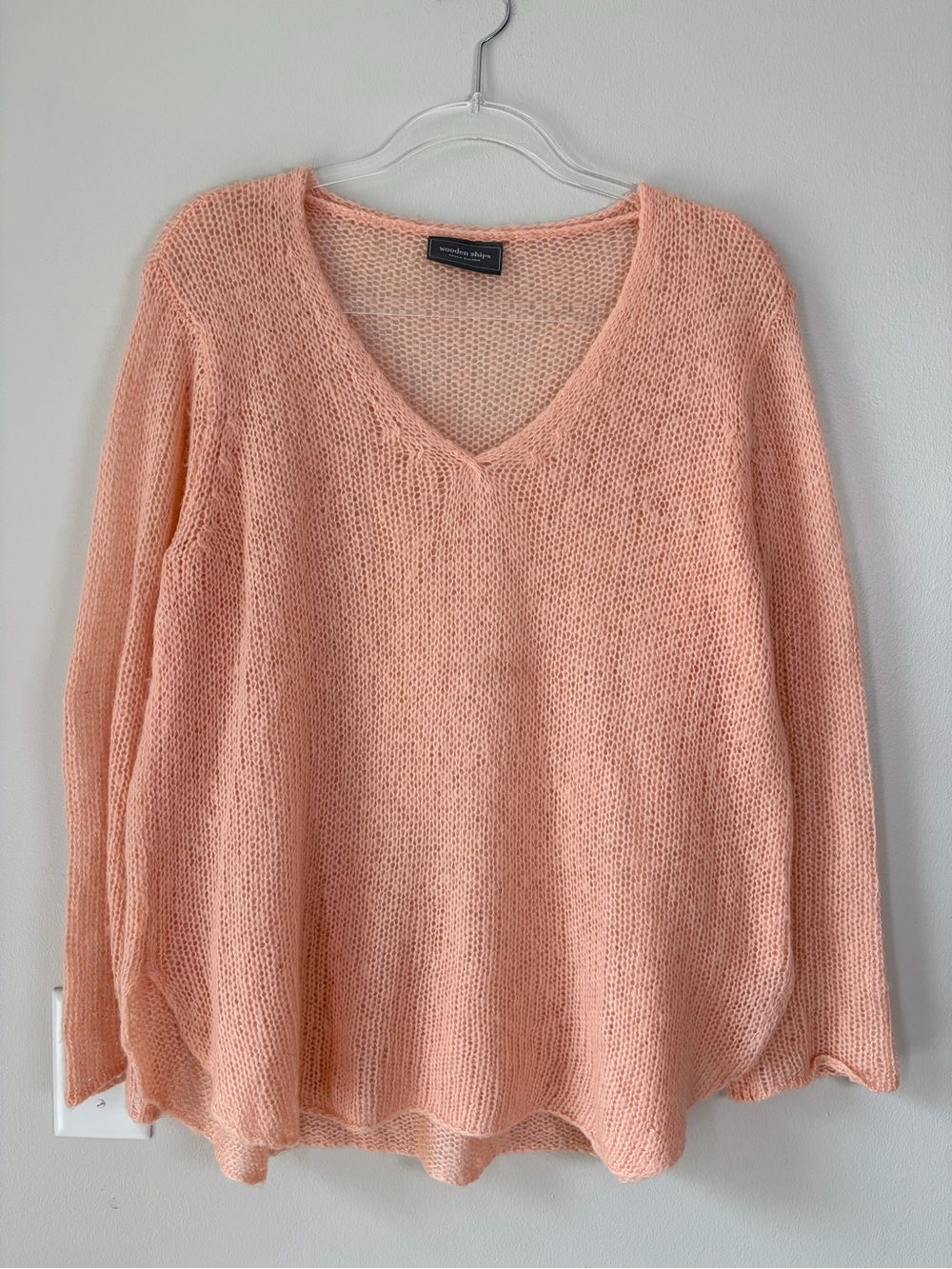 Wooden Ships Paola Buendia Peach Knit Sweater Size S/M Mohair Wool Blend